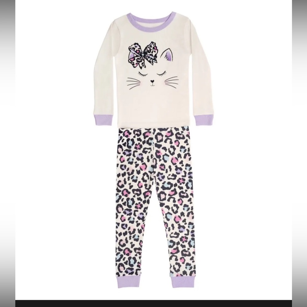 Girls Member’s Mark 4 Piece Cotton Snug Fit Pajamas Size 8 NWT - Picture 2 of 3